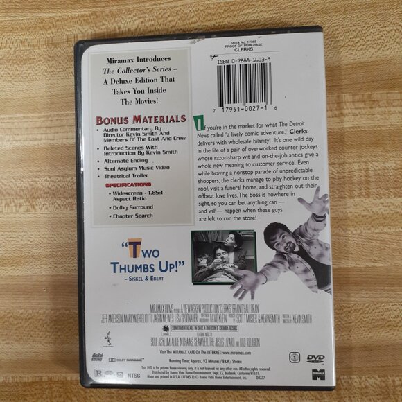 Clerks 1994 DVD Miramax Collectors Series Widescreen Kevin Smith 90s Cult Comedy - Picture 2 of 5